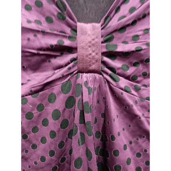 VTG Y2K Express Babydoll Top Womens Medium Black Purple Burnout Polka Dot Grunge - Picture 2 of 12